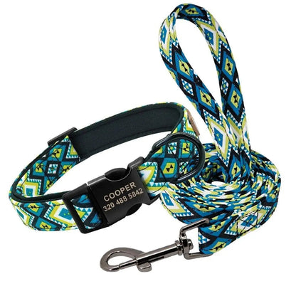 Custom Multi-Coloured Collar & Leash Set