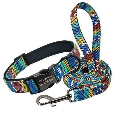 Custom Multi-Coloured Collar & Leash Set