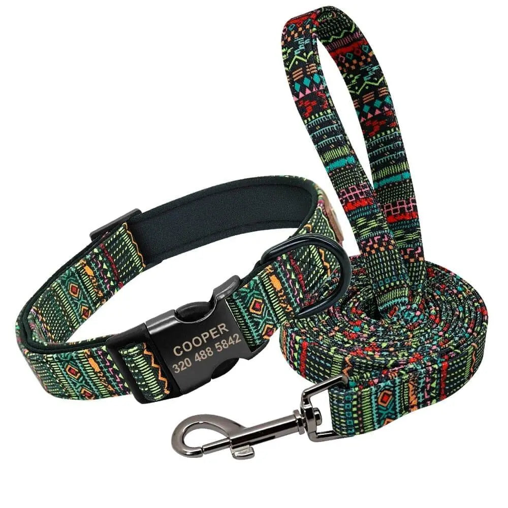 Custom Multi-Coloured Collar & Leash Set