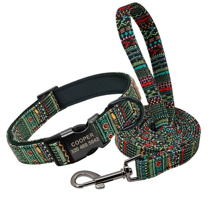 Custom Multi-Coloured Collar & Leash Set
