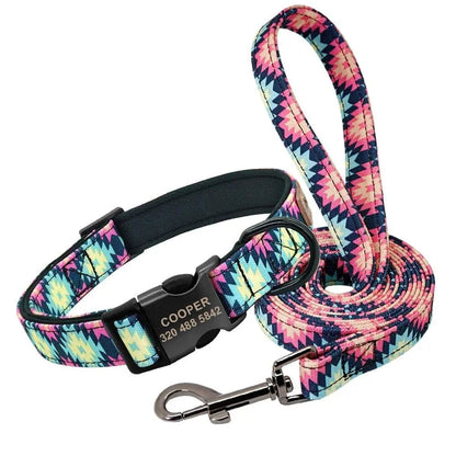 Custom Multi-Coloured Collar & Leash Set