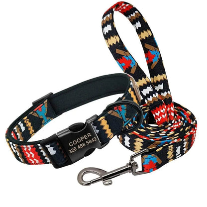 Custom Multi-Coloured Collar & Leash Set
